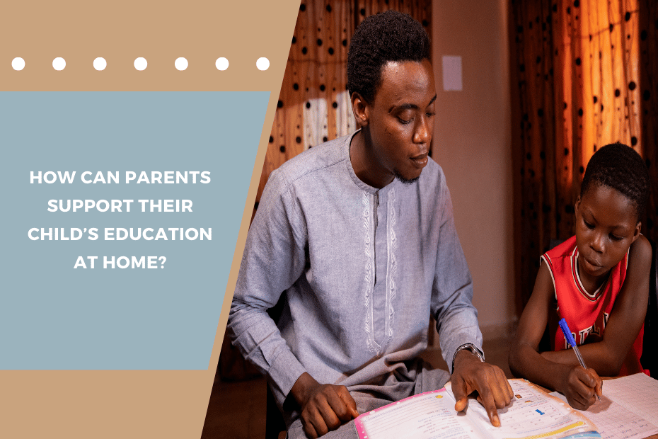 Parent supporting child's education at home with a structured study routine.