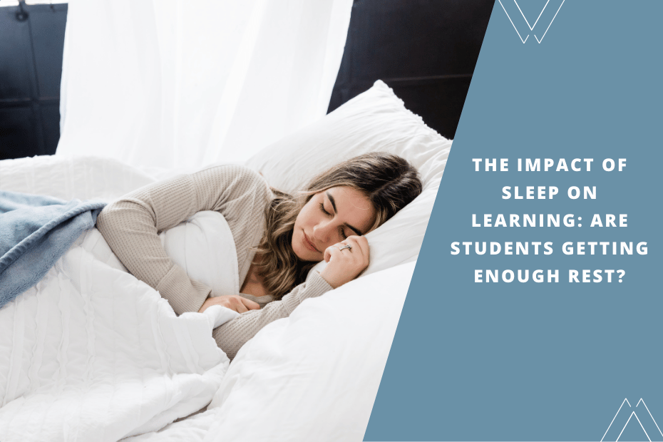 A student peacefully sleeping on a bed with a book and alarm clock nearby, emphasizing the importance of sleep for learning.